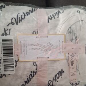 Victoria's Secret White Pajama Set with Black Script